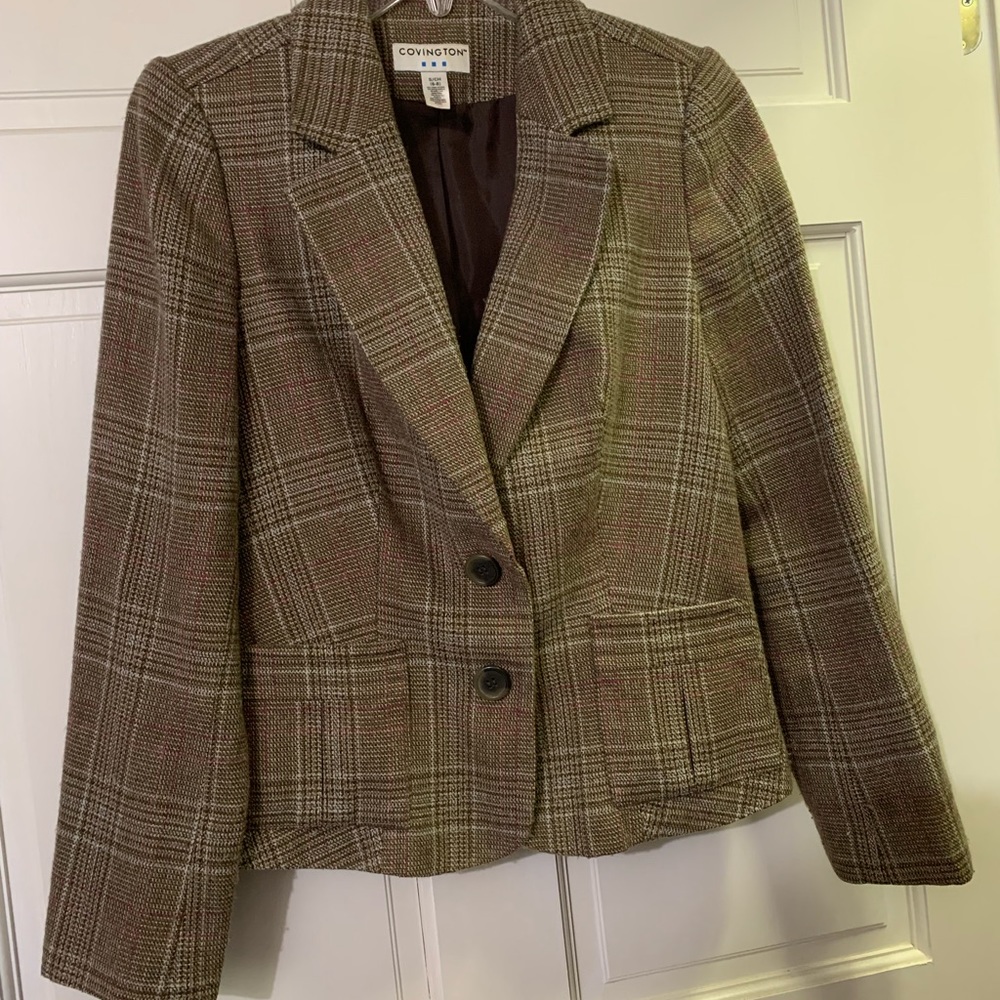 Covington Tailored Wool Plaid Fall Blazer Jacket, Excellent Used Condition